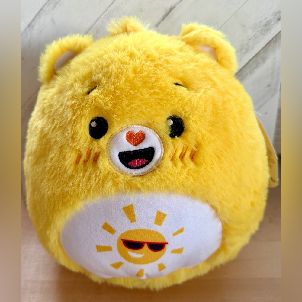 Squishmallows Care Bears Funshine Bear FuzzAMallow 8”‎ Plush New With Tags NWT